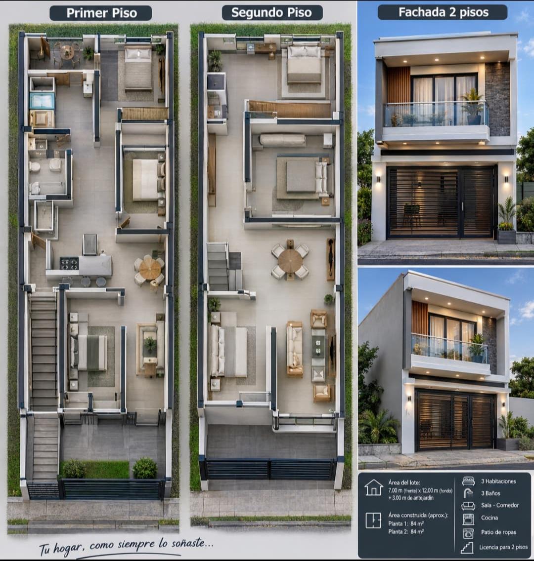 Casa de 2 pisos sobre planos